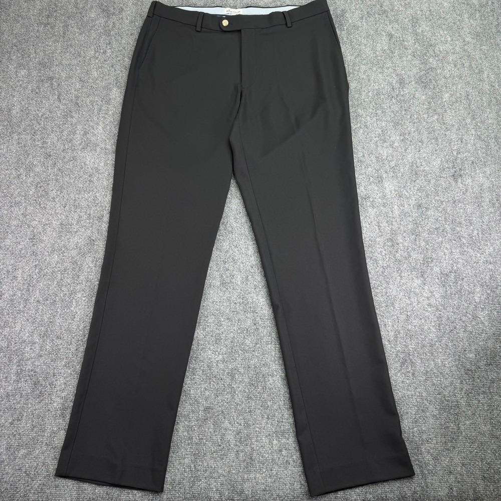 Peter Millar Pants Mens 36x34 (Fits 37x33.5) Black Durham Polyester Stretch Golf